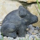Sitzendes Schwein, H 20 cm. schwarz antik