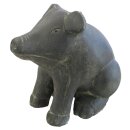 Sitzendes Schwein, H 42 cm, schwarz antik
