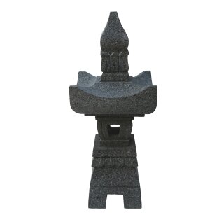Steinlaterne "Ubud", H 50 cm, Steinmetzarbeit aus grauem Lavastein (Andesit)