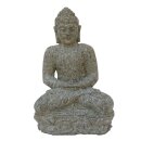 Sitzende Buddha-Figur "Meditation", 45 cm, Steinmetzarbeit aus Naturstein (Basanit), Garten-Deko, frostfest