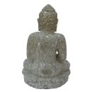 Sitzende Buddha-Figur "Meditation", 45 cm, Steinmetzarbeit aus Naturstein (Basanit), Garten-Deko, frostfest