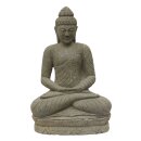 Sitzende Buddha-Figur "Meditation", 75 cm, Steinmetzarbeit aus Naturstein (Basanit), Garten-Deko, frostfest