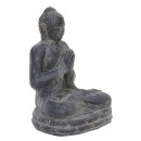 Buddha statue sitting "greeting", 20 cm, stone figure, garden deco, black antique, frost-proof