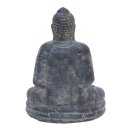 Buddha-Figur sitzend "Begrüßung", 20 cm, Steinfigur, Garten-Deko, schwarz antik, frostfest