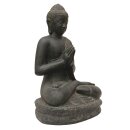 Buddha-Figur sitzend "Begrüßung", 62 cm, Steinfigur, Garten-Deko, schwarz antik, frostfest