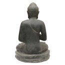 Buddha statue sitting "greeting", 62 cm, stone figure, garden deco, black antique, frost-proof