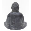 Sitzende Buddha-Statue "Japan", 21 cm, Garten-Deko, schwarz antik, frostfest