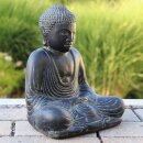 Sitting Buddha statue "Japan", 30 cm, garden deco, black antique, frost-proof