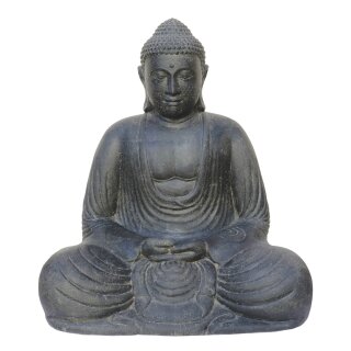 Sitzende Buddha-Statue &quot;Japan&quot;, 82 cm, Garten-Deko, schwarz antik, frostfest