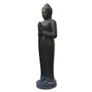 Standing Buddha statue "greeting", 120 cm, stone figure, garden deco, black antique, frost-proof