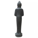 Standing Buddha statue "greeting", 150 cm, stone figure, garden deco, black antique, frost-proof