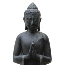 Standing Buddha figure "greeting", 150 cm, garden deco, black antique, frost-proof