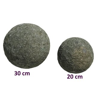 Stone ball, Ø 20 cm, picked surface, hand carved from basanite