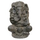 Ganesha Statue "India", sitzend, 80 cm, Steinfigur, Garten-Deko, schwarz antik, frostfest