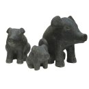 Set of 3 sitting pigs, garden-figure, black antique,...