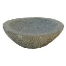 Stone bowl, bird bath "Lotus", Ø 30 cm, outside picked surface, hand carved from natural stone (basanite), garden deco, frost-proof