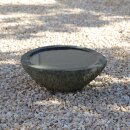 Stone bowl, bird bath "Lotus", Ø 30 cm, outside picked surface, hand carved from natural stone (basanite), garden deco, frost-proof