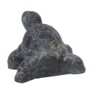 Turtle, 23 cm, stone figure, garden decoration, black antique, frost-proof