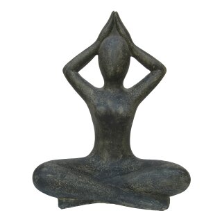 Yoga Lady, Shukasana, 40-80 cm, Steinfigur, Garten-Deko, schwarz oder weiß antik, frostfest