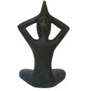 Yoga Lady, Shukasana, arms low, H 40 cm, in black antique