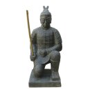Kneeling Chinese warrior, H 100 cm, black antique