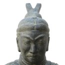 Kneeling Chinese warrior, terracotta army, 100 cm, stone figure, cast stone, garden deco statue, black antique, frost-proof