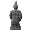 Kneeling Chinese warrior, terracotta army, 100 cm, stone figure, cast stone, garden deco statue, black antique, frost-proof