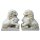 Chinese stone guardian lions, "Fu Dogs", 60 cm, white antique, stone figure, garden decoration (pair)