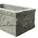 Stone trough, plant container "Vence" 75 cm, with ornaments, hand carved from lava stone (basanite), garden deco, frost-proof