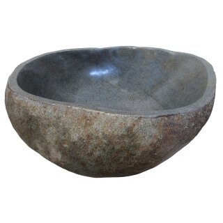 Stone bowl, small pond, M Ø 35 cm, hand carved from riverstone