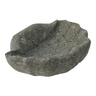 Steinschale "Muschel", L 25 cm, Steinmetzarbeit aus Basanit
