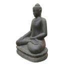 XL Buddha statue sitting "earth", 150 cm, stone figure, garden deco, black antique, frost-proof