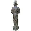 XL Buddha-Statue "Begrüßung", stehend, 158 cm, Steinfigur, Garten-Deko, schwarz antik, frostfest