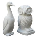 Set stone owl and duck, H 50 / 55 cm, white