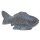 Koi-Fisch, Steinfigur, 40 cm, Teich- und Garten-Deko, schwarz / weiß antik, frostfest