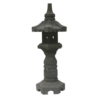 Japanese stone lantern "Nagoya", H 83 cm, hand carved from grey lava stone (andesite)