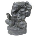 Sitting Ganesha statue, 40 cm, stone figure, garden deco, black antique, frost-proof