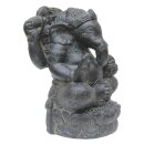 Sitting Ganesha statue, 40 cm, stone figure, garden deco, black antique, frost-proof